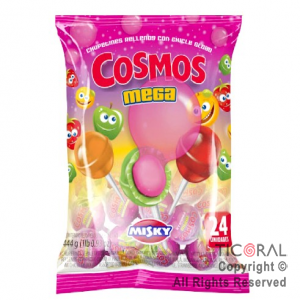CHUPETIN COSMOS MEGA CON CHICLE SURTIDO X 24 UNIDADES